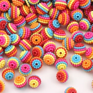 100pcs Colorful Round Berry Beads, 12mm Gradient Colored Cute Acrylic Detachable Beads for Decoration DIY Jewelry Making Finidngs