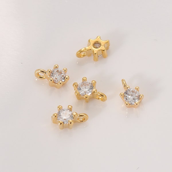 Colgante de circonita cúbica chapado en oro para la fabricación de joyas (5 unidades)