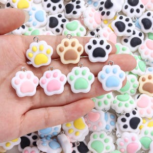 10 pendenti con ciondolo a forma di zampa di gatto in resina kawaii, 20 mm, gioielli fai da te