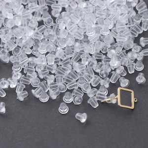 100pcs Clear Rubber Earrings Nuts Backs, Soft Silicone Studs Hook Earrings Stopper, Hypoallergenic Earrings Component Findings DIY Jewelry