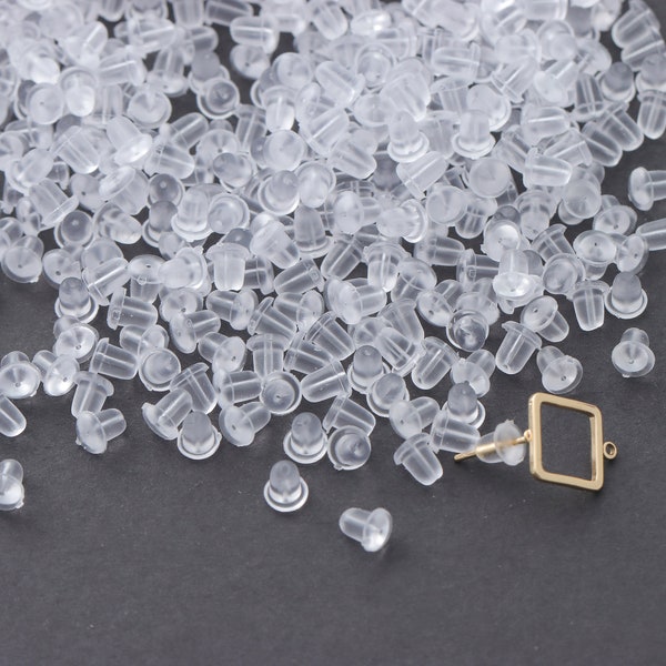 100pcs Clear Rubber Earrings Nuts Backs, Soft Silicone Studs Hook Earrings Stopper, Hypoallergenic Earrings Component Findings DIY Jewelry