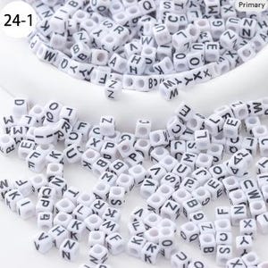 100Pcs Cube Letter Beads, Colorful Alphabet Initial Beads, DIY Jewelry image 3