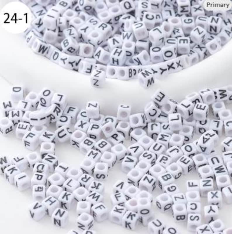 100Pcs Cube Letter Beads, Colorful Alphabet Initial Beads, DIY Jewelry image 3