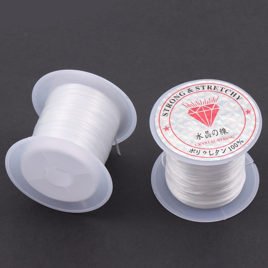 10m 0.8mm White Elastic Strong Beading String, Crystal String Cord Thread, Stretchy String for