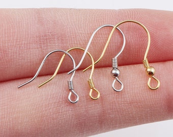 925 Sterling Silver Earrings Hooks Ear Wires, Gold Blank Earring Hook Component Hypoallergenic Nickel Free for Earrings Findings DIY Jewelry