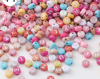 100 Pcs Colored Letter Beads, Acrylic Alphabet Beads (4x7mm)