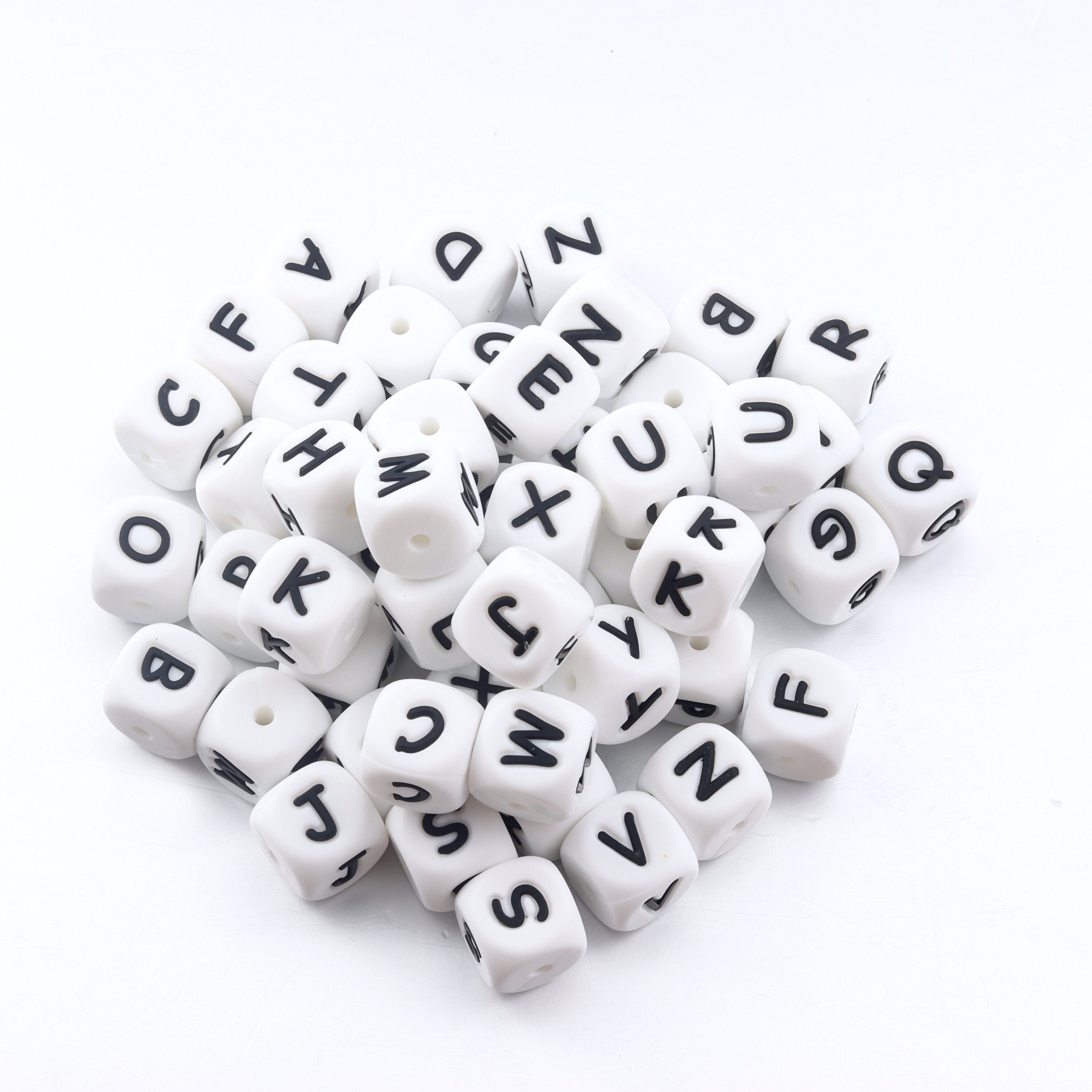 Wholesale 108 Pcs White Cube Silicone Beads Letter Number Square Dice Alphabet  Beads with 2mm Hole Spacer Loose Letter Beads for Bracelet Necklace Jewelry  Making 