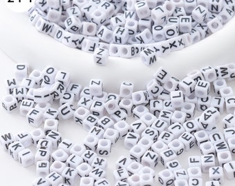 100Pcs Cube Letter Beads, Colorful Alphabet Initial Beads, DIY Jewelry