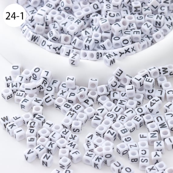 100Pcs Cube Letter Beads, Colorful Alphabet Initial Beads, DIY Jewelry