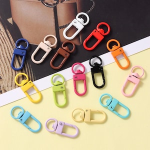 10/20pcs Multi-color Metal Lacquer Keychain Key Clasp, Cute And Dainty Candy Color U-shaped Keychain Charm Clasp, DIY Making Supplies