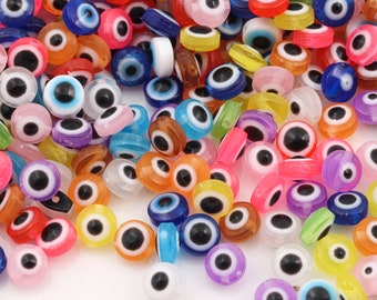 100pcs Colorful Evil Eye Beads, Round Acrylic Spacer Beads (6mm, 8mm)