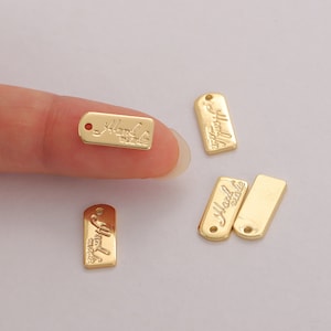 10Pcs Gold Plated Mini Tag Charm,Gold Tag Charm,Rectangle Tag Charms,Personalized Hand Made Tag Pendant, 12x15mm, DIY Jewelry Making, CC-017