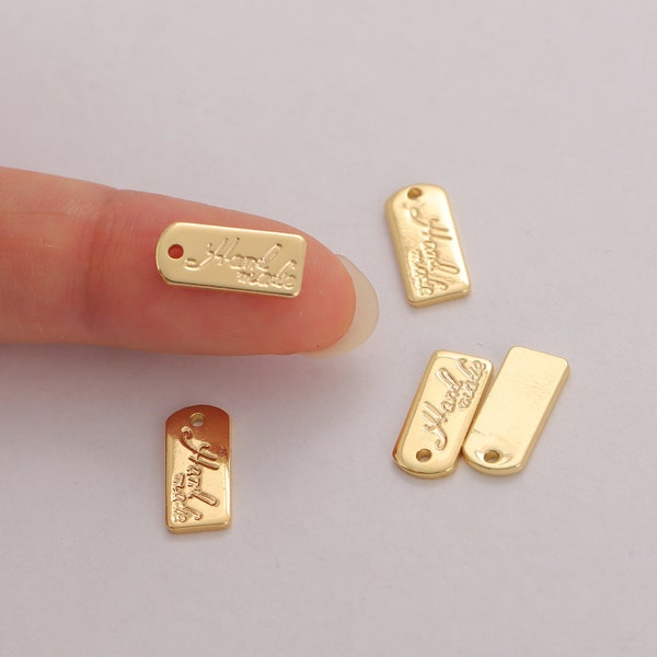 10Pcs Gold Plated Mini Tag Charm,Gold Tag Charm,Rectangle Tag Charms,Personalized Hand Made Tag Pendant, 12x15mm, DIY Jewelry Making, CC-017