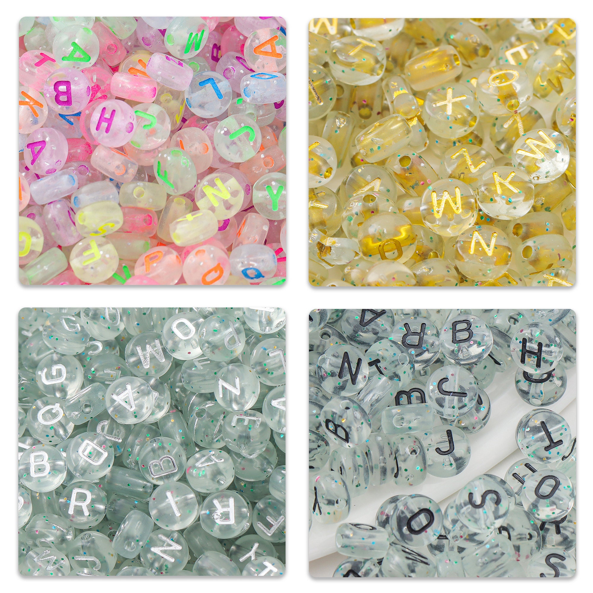 282pcs Christmas 4mm*7mm Round Letter Beads For Jewelry Making +