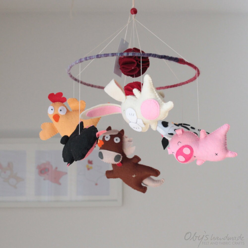 Baby mobile with farm animals custom mobile for an original Etsy
