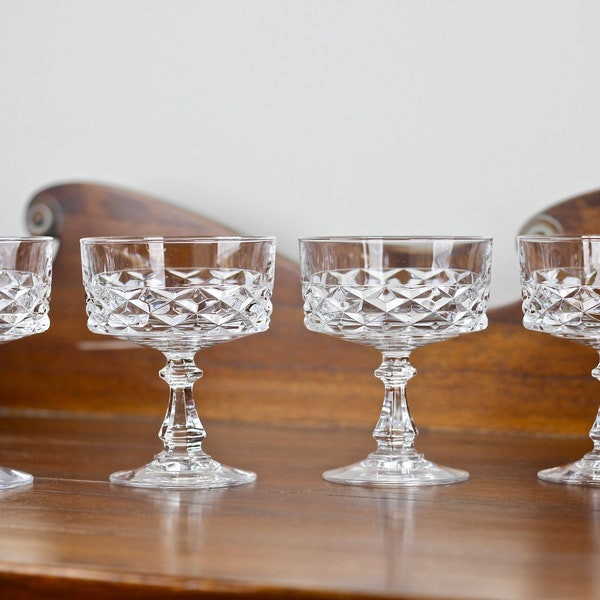 Vintage Cut Crystal Champagne Coupe Set of 4 Cristal D'Arques Durand