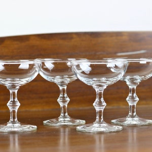 Vintage Champagne Coupe Glasses Cocktail Glasses Libbey Georgian Wafer Stem Set of 4