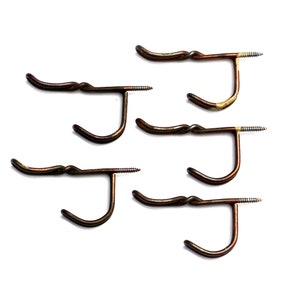Vintage Screw In Wire Coat Hooks Set of 5 Closet Pantry Hooks