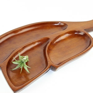 Vintage Mahogany Leaf Tray Wood Serving Tray image 1