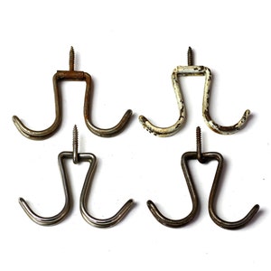 Vintage Screw In Wire Hooks Double Shelf Hooks 4pcs