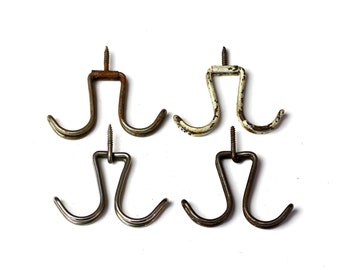 Vintage Screw In Wire Hooks Double Shelf Hooks 4pcs