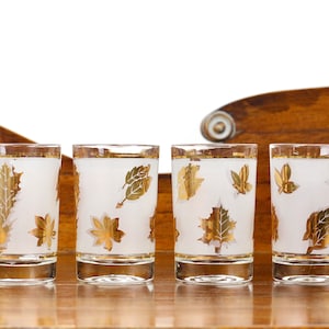 Libbey Golden Foliage Juice Glasses Mid Century Set of 4