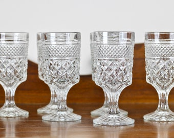 Vintage Water Goblets by Anchor Hocking Wexford Pattern 8oz Set of 4 or 6
