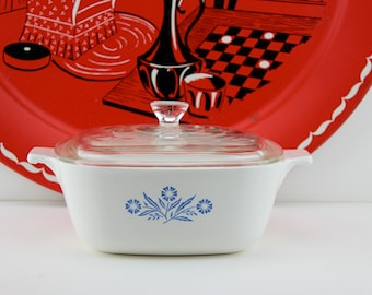 Vintage Corning Ware Casserole with Lid Cornflower Blue P-1 3/4-B