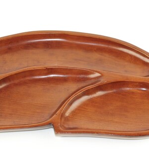 Vintage Mahogany Leaf Tray Wood Serving Tray image 7