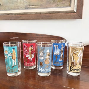 Vintage International Cities of the World Tumblers by Libbey Set of 5