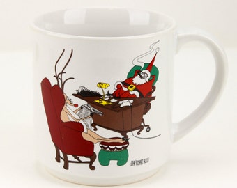 Vintage Santa Mug with Reindeer Humorous Mug