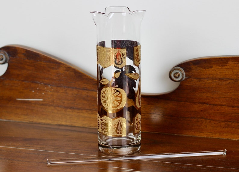 Signed Culver Florentine 22K Gold Barware Set: Cocktail Pitcher ...