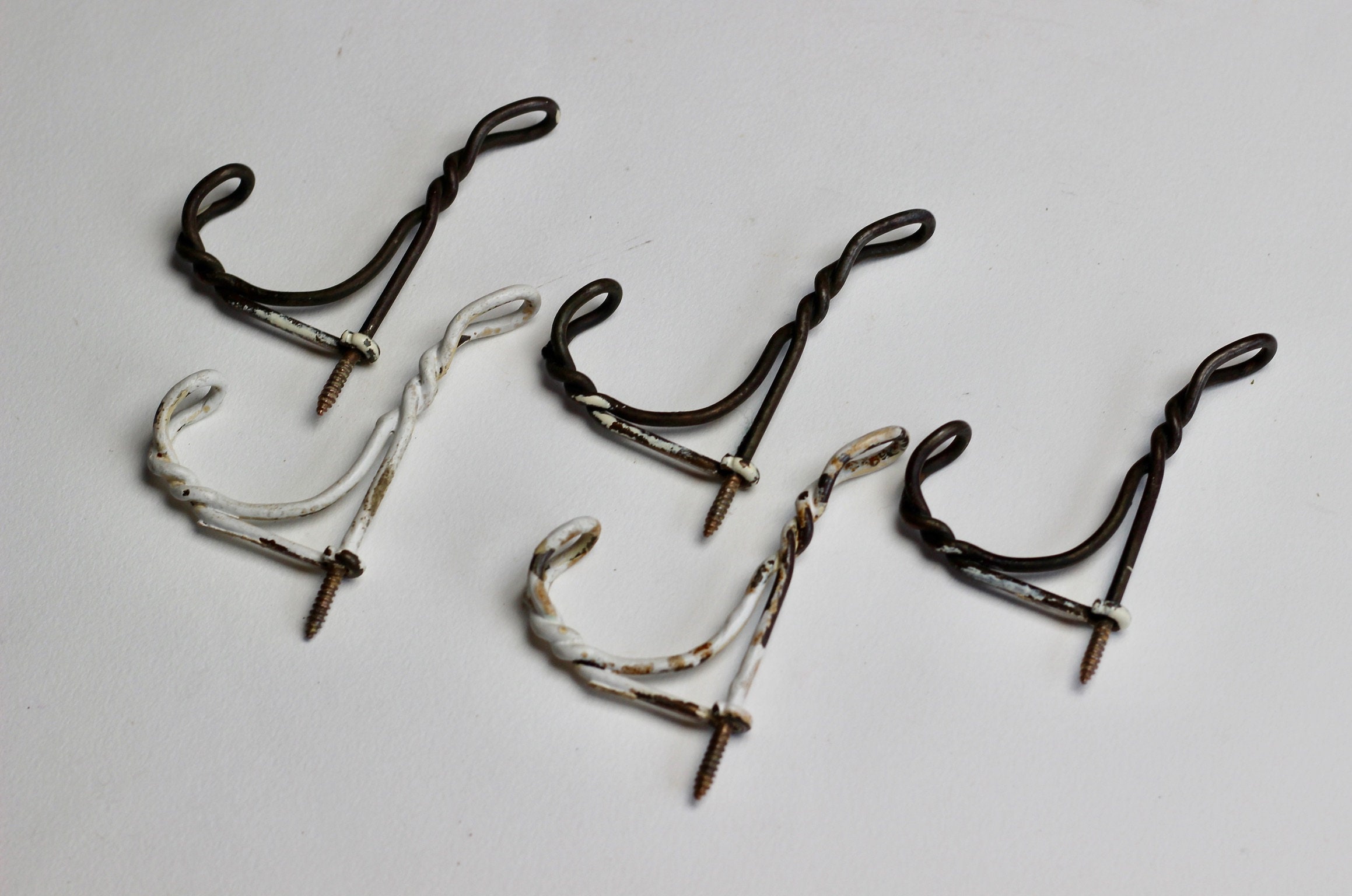 Vintage Twisted Screw in Wire Coat Hook Set of 5 Etsy
