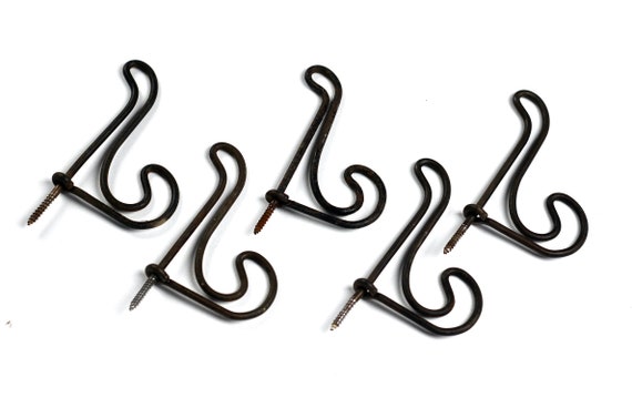 Vintage Screw in Wire Hooks Coat Pantry Closet Coat Hooks Set of 5