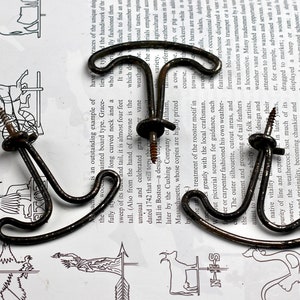Antique Screw in Wire Hooks Double Shelf Hooks Set of 3