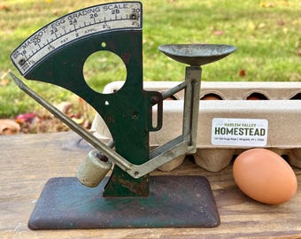 Mascotte ancienne en écaille d'oeuf, décor de ferme XXe siècle