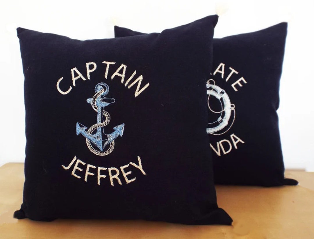 Navy Pillow Boat Decor Personalized Pillowcase for Captain of Boat Gift Yacht Gift Nautical