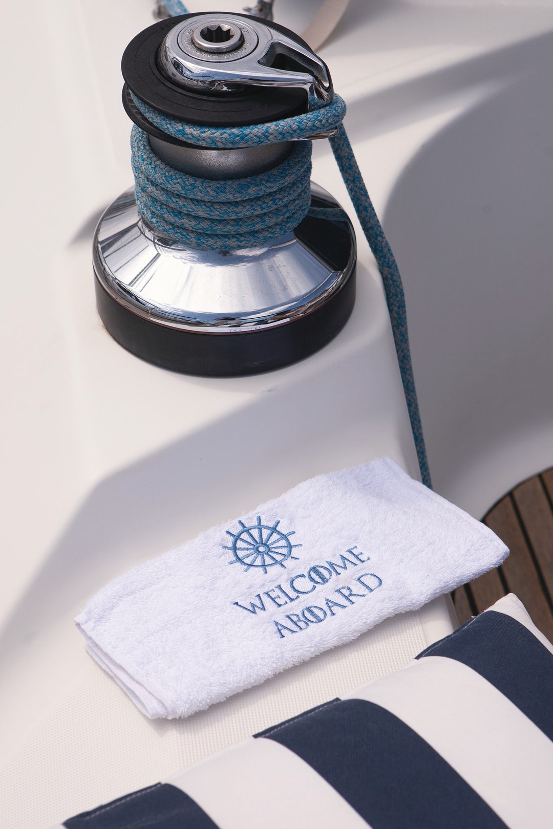 2 Nautical Anchor and Ship's Wheel Bath Towels,guest Towel,custom Boat