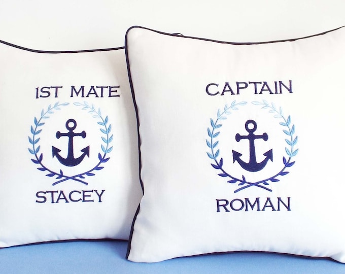 Yache Decor Pillowcase Personalized Marine Gift For Captain Boat Gift For Beach House Hostess Boating Gift Boat decor Anchor Pillowcase
