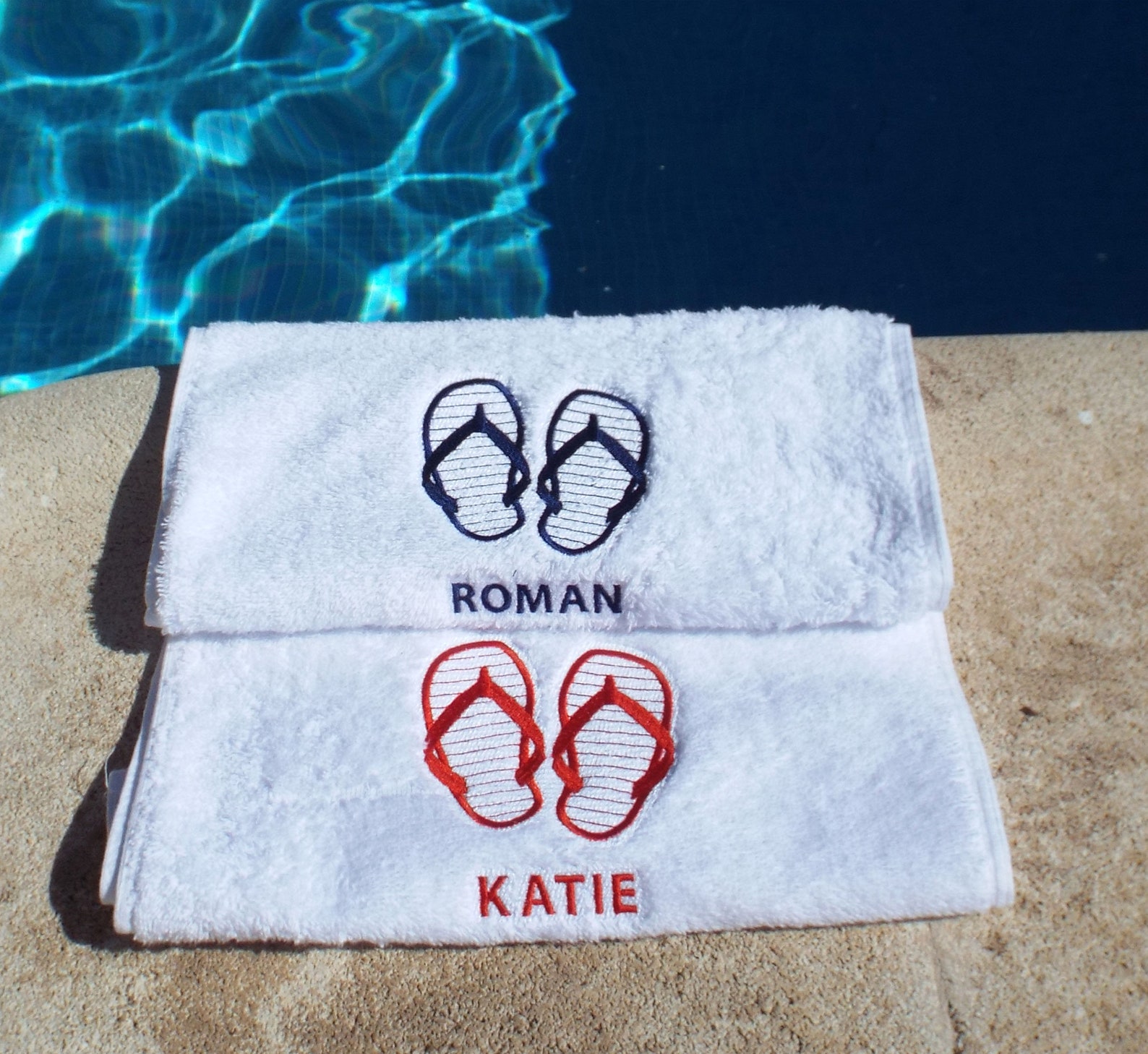 Flip Flops Towles2 Nautical Bath Towelsguest Towelcustom Etsy