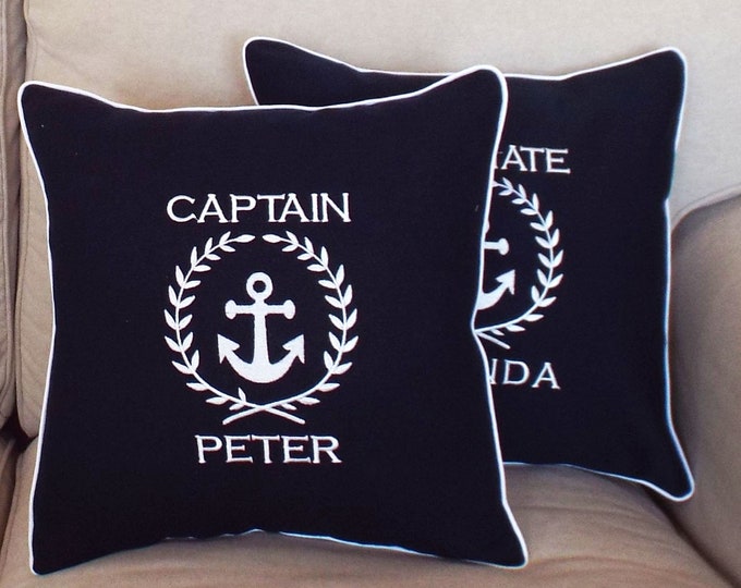 Yacht Decor Pillowcase Personalized Marine Gift For Captain Boat Gift For Beach House Hostess Boating Gift Boat decor Anchor Pillowcase