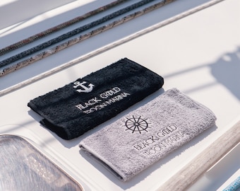 Asciugamano per barca personalizzato,Asciugamano per ancora nautica e timone della nave,Asciugamano per gli ospiti della barca,Asciugamano personalizzato,Nome della barca personalizzato,Set di 2,Asciugamano con nome della barca