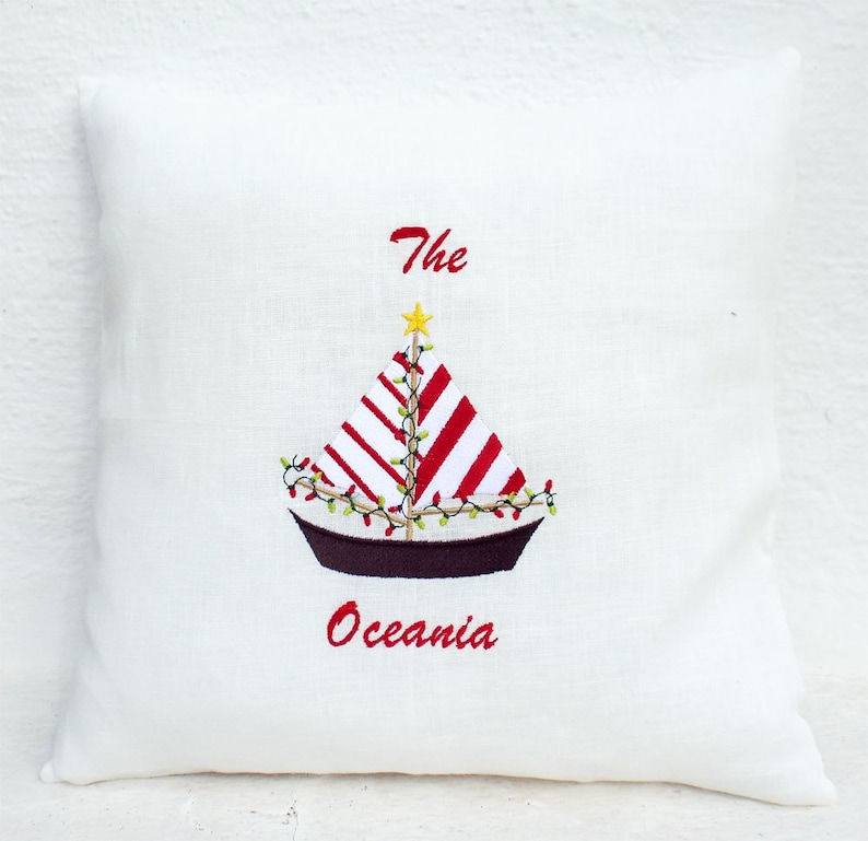 Nautical ChristmasEmbroidered Pillow CoverNautical Etsy