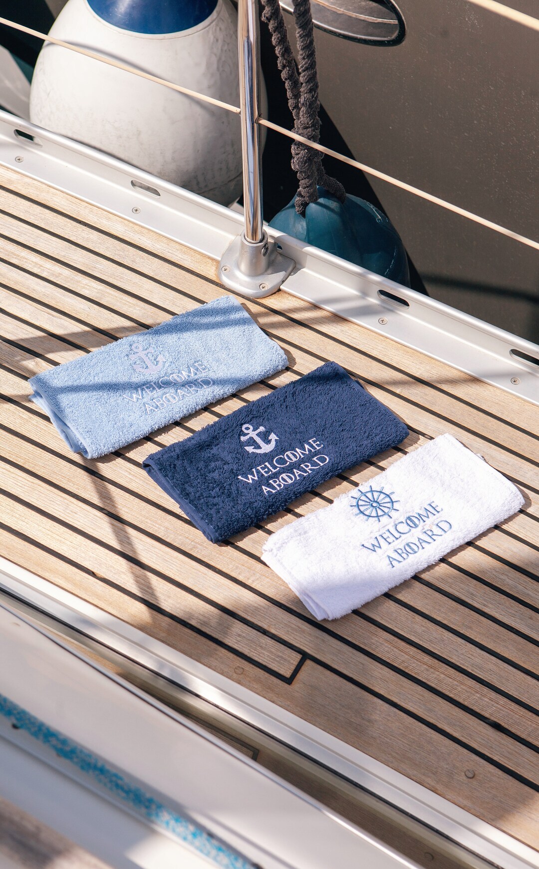 Custom Boat Towel,3 Nautical Anchor and Ship's Wheel Bath Towel,guest