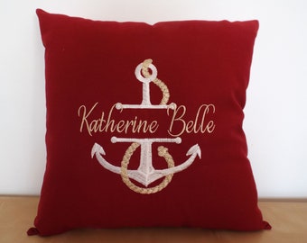 Personalisiertes Geschenk für Seemannsboot-Besitzer Kissenbezug Rote Ankerkissen für Kapitänsboot-Kissen Nautisches Geschenk für Strandhaus-Sommer-Dekor