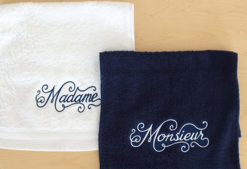 Madame Et Monsieur Bath Towelfrench Flairembroidered Hand Etsy