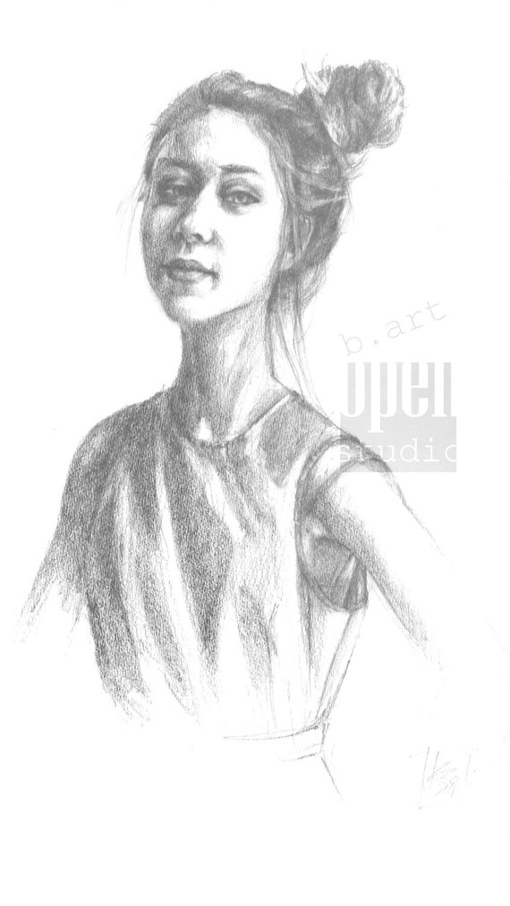 Pencil Drawing On White Paper Original Hand Drawn Study Beautiful Girl Sketch Study Classic Pencil Drawing Realistic Portrait Woman