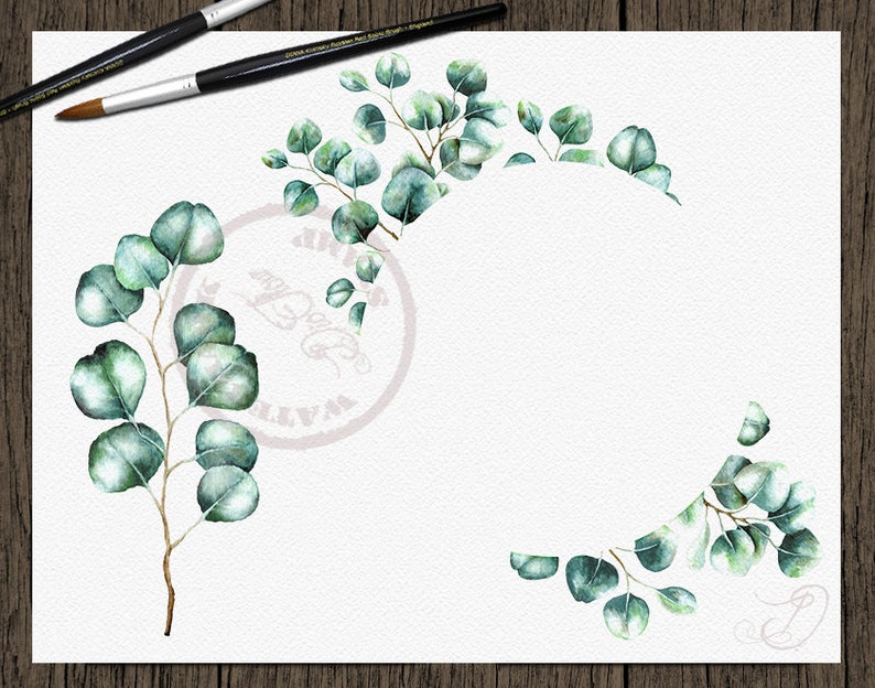 Watercolor Eucalyptus Clipart Greenery Clip Art Eucalyptus Greenery ...