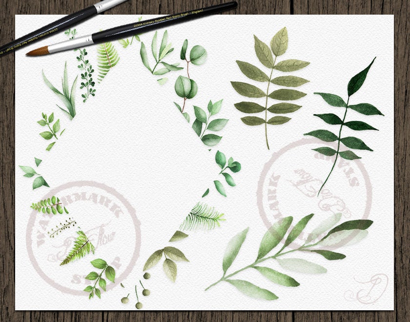 Watercolor Greenery Clipart Leaf Clipart Eucalyptus Woodland Clip Art ...