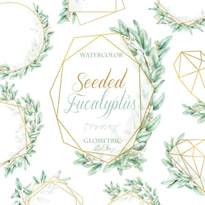 Eucalyptus Greenery Aquarela Clipart Semeado Eucalipto Clip Art Aqua Verde Eucalipto Folhas Ilustração Convite De Casamento Design Art